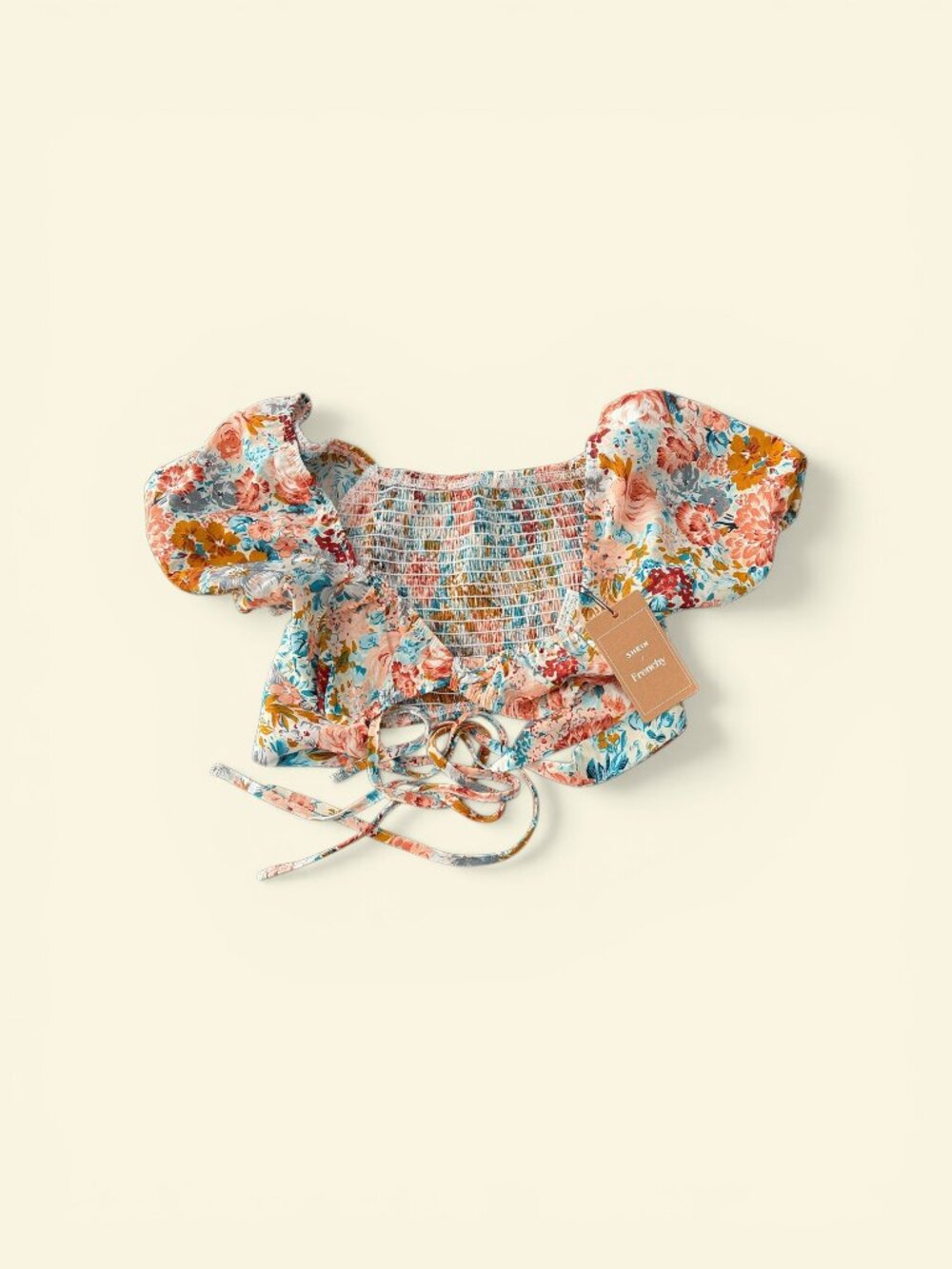 SHEIN Floral Cutout tie crop top